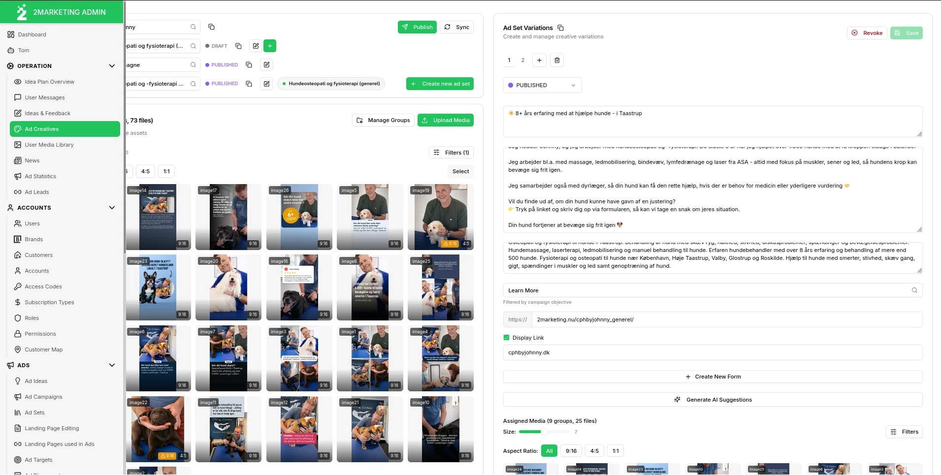 Admin dashboard